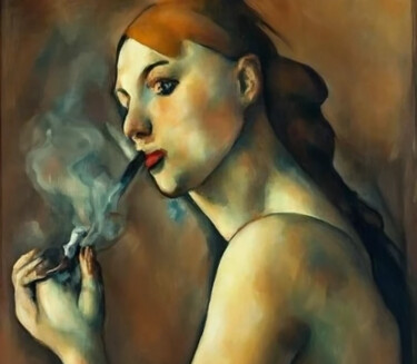 Digital Arts με τίτλο "The Lady who smokes" από Rute Carlos, Αυθεντικά έργα τέχνης, Ψηφιακή ζωγραφική