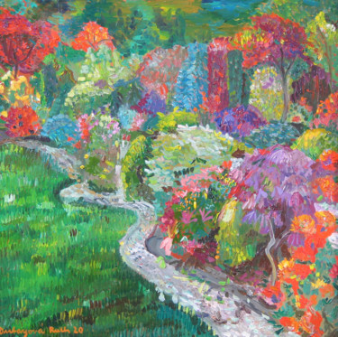 Pintura intitulada "Spring in my garden…" por Ruth Dubayová, Obras de arte originais, Óleo