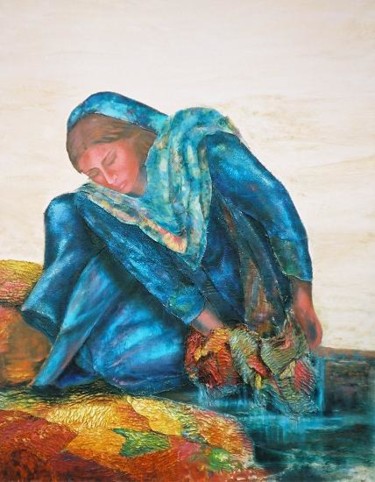 Malerei mit dem Titel "à la rivière" von Ruthi Shai, Original-Kunstwerk, Öl