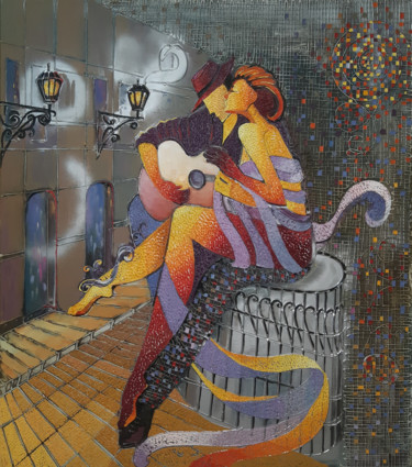 Картина под названием "Romantic night (70x…" - Ruzanna Melqumyan, Подлинное произведение искусства, Масло Установлен на Дере…