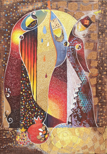 Malarstwo zatytułowany „Dancers (70x50cm, o…” autorstwa Ruzanna Melqumyan, Oryginalna praca, Olej Zamontowany na Drewniana r…