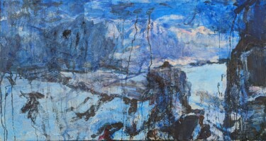 Painting titled "Blue, Snow Leopard" by Ruzanna Teterina, Original Artwork, Oil