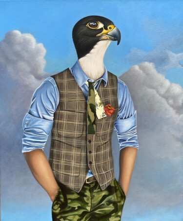 Painting titled "Millennial Falcon (…" by Ryan Rice, Original Artwork, Oil Mounted on Wood Stretcher frame