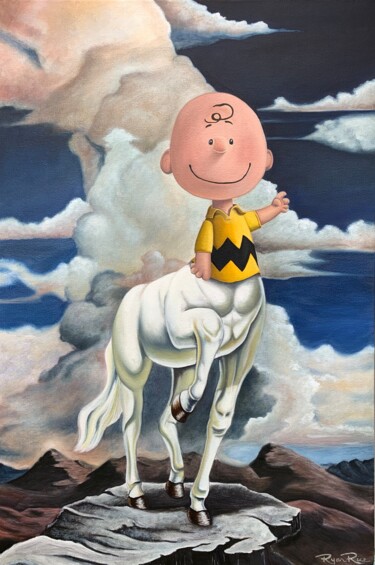 Painting titled "Charlie Horse" by Ryan Rice, Original Artwork, Oil Mounted on Wood Stretcher frame