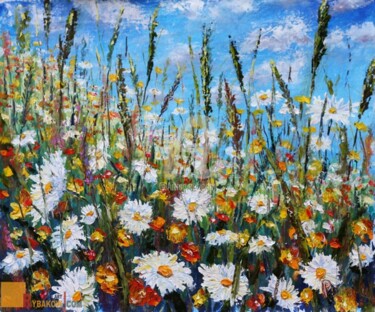 Painting titled "Flower painting Gla…" by Rybakow Fine Art, Original Artwork, Oil