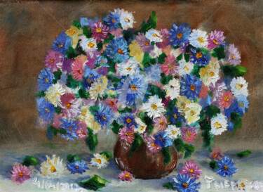 Schilderij getiteld "Flower Painting Bou…" door Rybakow Fine Art, Origineel Kunstwerk, Olie