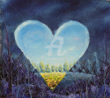 Schilderij getiteld "Распахну свое сердц…" door Rybakow Fine Art, Origineel Kunstwerk, Olie