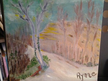 Painting titled "Automne au pied de…" by Rynne, Original Artwork, Oil Mounted on Wood Stretcher frame