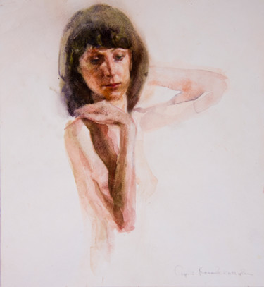 Peinture intitulée "Mylene" par Sergey Kostov, Œuvre d'art originale, Aquarelle