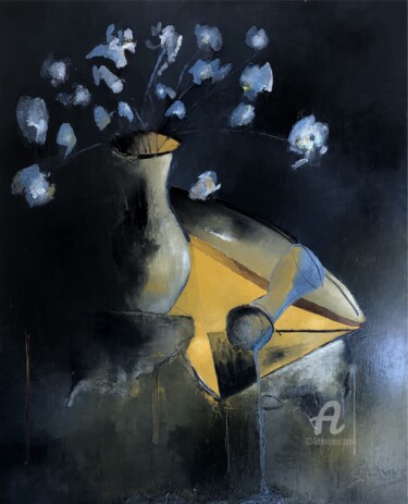 Painting titled "Still life with flo…" by S.Alves, Original Artwork, Oil