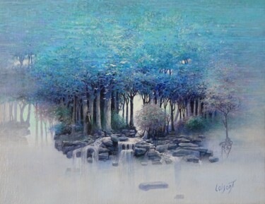 Painting titled "Le bosquet d'émerau…" by Sylvain Loisant, Original Artwork, Oil Mounted on Wood Stretcher frame