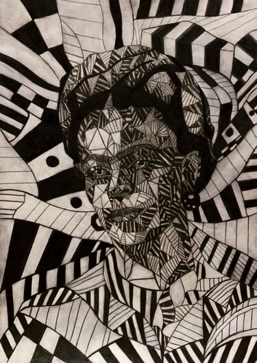 Dessin intitulée "Frida Kahlo de Rive…" par S.Mills, Œuvre d'art originale, Crayon