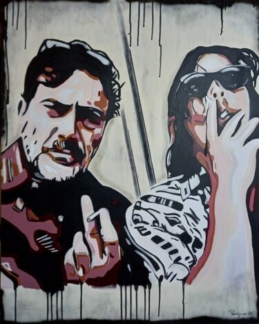 Painting titled "Norman Reedus et je…" by Salomé Perignon, Original Artwork, Acrylic Mounted on Wood Stretcher frame