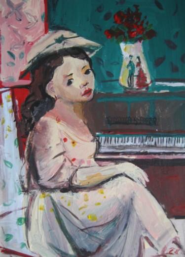 Pittura intitolato "Woman in the piano…" da Sheila, Opera d'arte originale, Acrilico