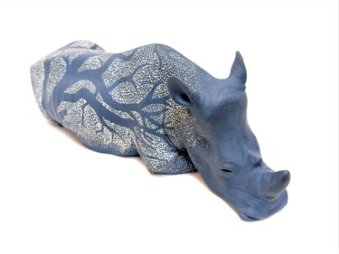 Скульптура под названием "Rhinocéros - Ombre…" - Sabina Pelc, Подлинное произведение искусства, Керамика