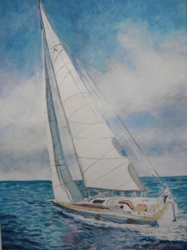 Painting titled "sail-2.jpg" by Sabine Dumont De Lalande, Original Artwork, Watercolor