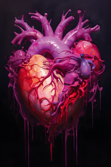 Цифровое искусство под названием "Vivid Heart" - Sabine Glardon, Подлинное произведение искусства, Изображение, сгенерирован…