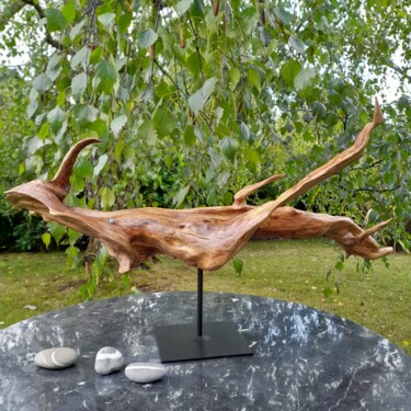 Skulptur mit dem Titel "Le Génie de la Rivi…" von Sabine Grimm, Original-Kunstwerk, Holz