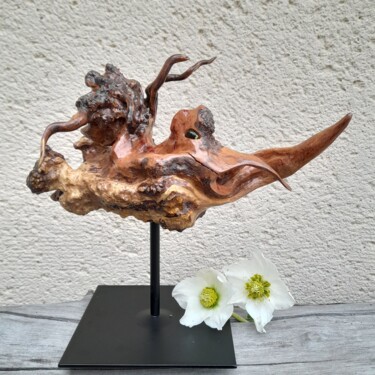 Skulptur mit dem Titel "L'Oiseau des Temps…" von Sabine Grimm, Original-Kunstwerk, Holz