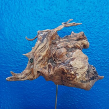 Sculpture intitulée "Muyu, le Poisson de…" par Sabine Grimm, Œuvre d'art originale, Bois