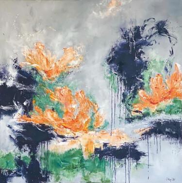 Pintura intitulada "Orange Garden" por Sabine Kay, Obras de arte originais, Óleo Montado em Armação em madeira