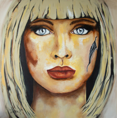 Painting titled "Androïde" by Sabine Vandermouten (Sabine.V), Original Artwork, Acrylic Mounted on Wood Stretcher frame