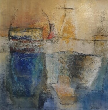 Painting titled "Pots" by Sabine Veillet, Original Artwork, Acrylic Mounted on Wood Stretcher frame