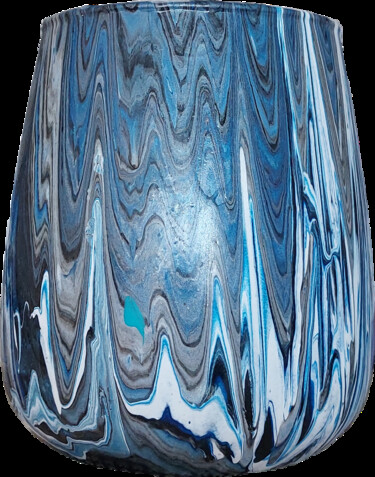 Design mit dem Titel "Vase Bleu 03" von Sabine.Zao, Original-Kunstwerk, Zubehör