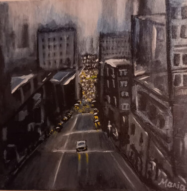 Malerei mit dem Titel "main street blues" von Sabine M, Original-Kunstwerk, Acryl