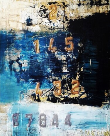 Painting titled "Ocean" by Sabrina Bueno, Original Artwork, Acrylic Mounted on Wood Stretcher frame