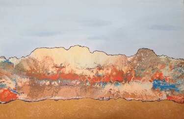 Schilderij getiteld "Desert" door Sabrina Galijas-Reginali, Origineel Kunstwerk, Acryl Gemonteerd op Frame voor houten branc…