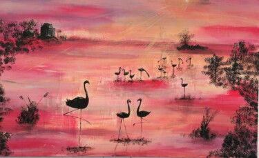Painting titled "Sardinian Sunset" by Sabrina Galijas-Reginali, Original Artwork, Acrylic Mounted on Wood Panel