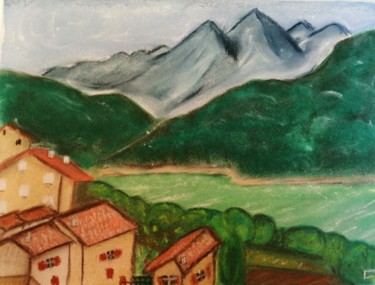 Drawing titled "La corse intérieure" by Sabrina Hazard, Original Artwork, Pastel