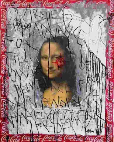 Schilderij getiteld "Crime of peace" door Sabrina Missere, Origineel Kunstwerk, Collages Gemonteerd op Frame voor houten bra…