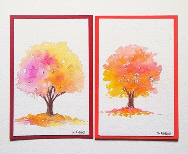 "Cartes d'art arbres…" başlıklı Tablo Sabrina Riggio tarafından, Orijinal sanat, Suluboya