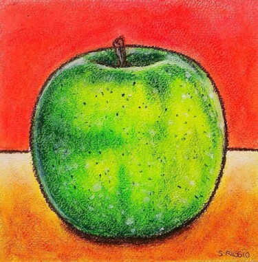 Drawing titled "Pomme granny" by Sabrina Riggio, Original Artwork, Pastel