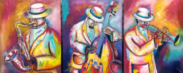 Schilderij getiteld "Jazz Triologie" door Sabrina Seck, Origineel Kunstwerk, Acryl