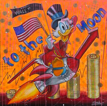 Schilderij getiteld "to the moon" door Sabrina Seck, Origineel Kunstwerk, Acryl