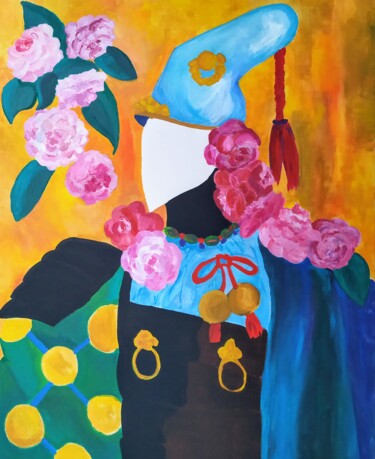 Malerei mit dem Titel "Tsubaki" von Sabrina Timsit, Original-Kunstwerk, Acryl