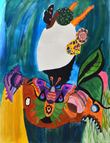 Malerei mit dem Titel "Butterfly Warrior" von Sabrina Timsit, Original-Kunstwerk, Acryl