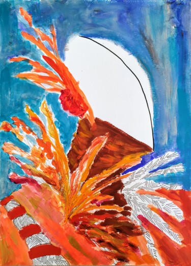 Malerei mit dem Titel "Sparkling Phoenix" von Sabrina Timsit, Original-Kunstwerk, Acryl
