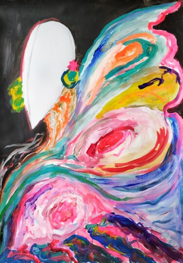 Painting titled "Méduse" by Sabrina Timsit, Original Artwork, Acrylic
