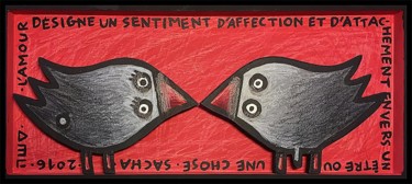 「Sentiment」というタイトルの絵画 Sacha Schwarzによって, オリジナルのアートワーク, アクリル ウッドパネルにマウント
