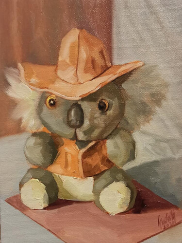 Painting titled "Koala Doll" by Sachith De Silva, Original Artwork, Oil