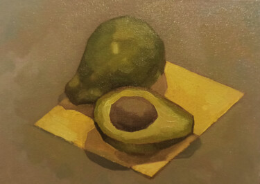 Painting titled "Avocado Line" by Sachith De Silva, Original Artwork, Oil