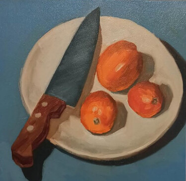 Schilderij getiteld "Tomatoes" door Sachith De Silva, Origineel Kunstwerk, Olie