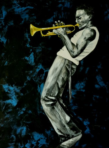 Malerei mit dem Titel "Miles Davis" von Saf'Art, Original-Kunstwerk, Acryl