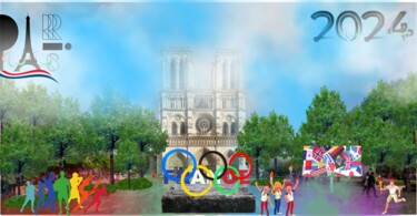 Digitale Kunst mit dem Titel "Jeux olympiques" von Safia Wosth, Original-Kunstwerk, Digitale Collage