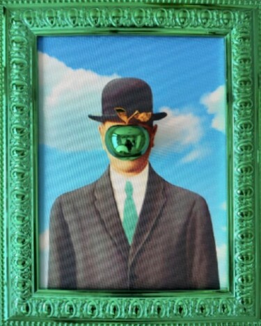 Painting titled "I'm Sorry Magritte" by Sagrasse, Original Artwork, Acrylic Mounted on Wood Stretcher frame