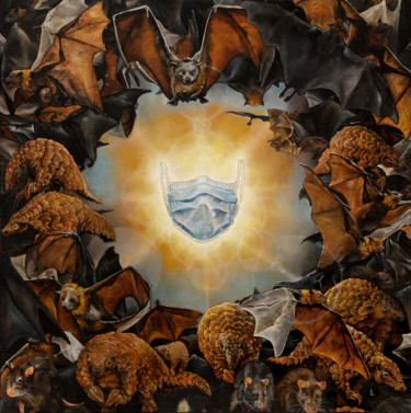 Картина под названием "Coronavirus The Unt…" - Sailev, Подлинное произведение искусства, Масло Установлен на Деревянная рама…